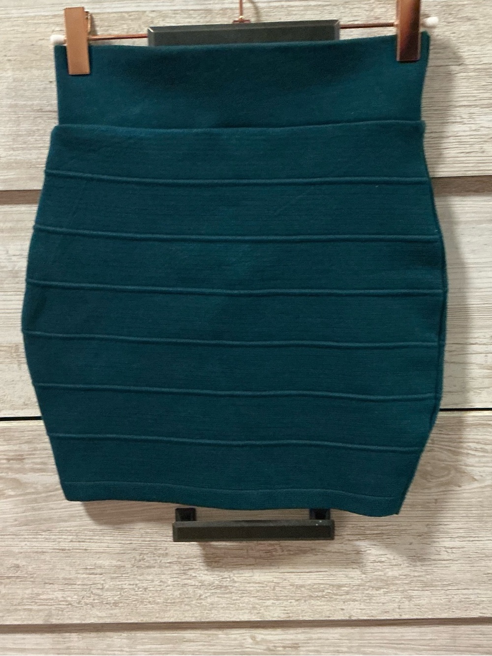 High-Waist Teal Bandage Mini Skirt